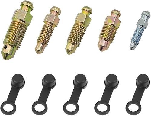 Vis pour Motocyclette,Vis avec Capuchon,Vis de purge,Vis de Purge Frein Boulon Banjo,Étrier de Maître-Cylindre de Frein de Moto Vis,Boulon Purgeur,Mamelon Boulon Banjo et Dust Cap,5PC