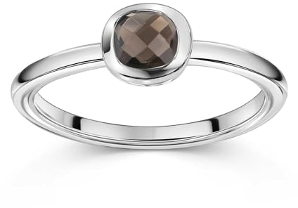 Materia Ring mit Edelstein Silber 925 Damen braun - Rauchquarz Schmuck SR-145-56