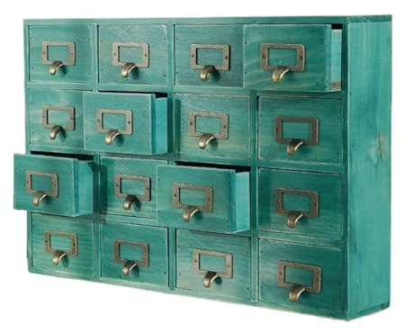 Bafnsiji Cassettiere di stoccaggio in Legno, Cassettiera in Legno con 9/16 cassetti, Mini cassettiera, Portagioie Regali per Lo stoccaggio, Spazio di archiviazione in Legno Vintage,B50cm