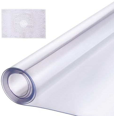 VEVOR Plastic Tablecloth 610 x 2438 mm Thickness 1.5 mm Rectangular Transparent Rectangular Waterproof Easy to Clean for Office Table Dining Table Bedside Table Table Table Cover