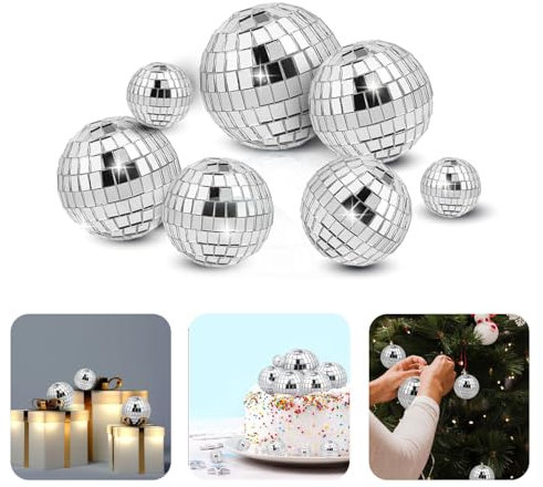 7Pcs Disco Ball Cake Topper, Disco Balls, Disco Ball Cake Decorations, 4 Sizes Disco Ball Decorations 70s Disco Themed Party Supplies for Cake Dessert Disco Party