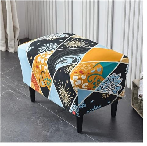 GSCLZ SesselüBerwurf Stretch-Ohrensessel-Sofa-Schonbezug, floral bedruckter Ohrensessel-Bezug, Spandex-Sesselbezug mit abnehmbaren Sitzkissenbezügen(B11 Footstool Cover)