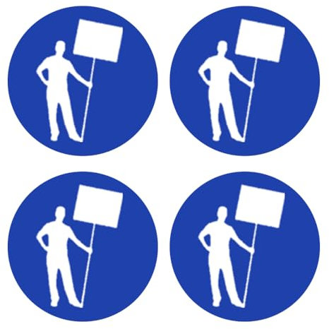 Sammys Shirt Store Demonstrant Schild Protest Demo Kennzeichen-Vinyl-Aufkleber 4Stück für EU-Kreis