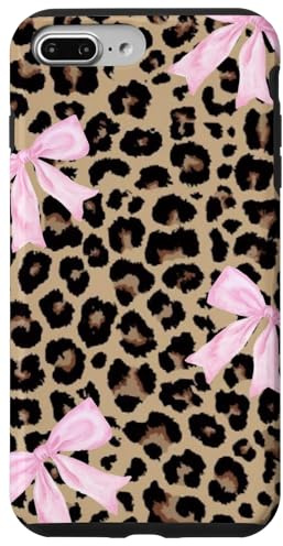 Light Pink Ribbon Bow Coquette On Cheetah Leopard Print Case for iPhone 7 Plus/8 Plus