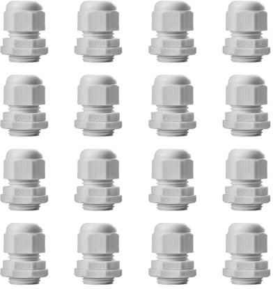 16 raccordi per cavi M20, IP68, impermeabili, passacavi per esterni, scatola di derivazione, scatola di derivazione, in nylon e plastica, colore bianco
