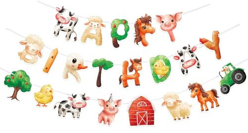WERNNSAI Bauernhof Girlande – Bauernhof Geburtstags Deko Kinder Junge Mädchen Traktor Bauernhoftiere Happy Birthday Banner Geburtstag Girlande Geburtstagsparty Dekorationen