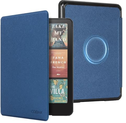 CoBak Wireless Charge Converter Case for 7 Kindle Paperwhite 12th Gen 2024 and Kindle Colorsoft, Qi-Enabled, Compatible with iPhone MagSafe/PopSockets Grip/Anker Wireless Charging Pads, Dark Blue