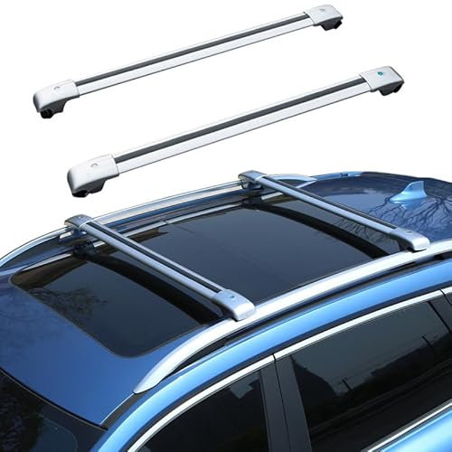 FUSKL 2 Stück Auto Dachträger für VW Tiguan 2014, Dachgepäckträger Verstellbaren Querträger Cargo Gepackträger Autoreisen Zubehör, A/Silver