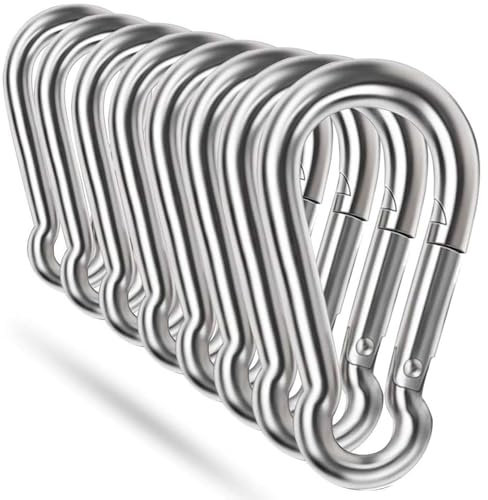 Spring Snap Hooks, 304 Stainless Steel Metal Clip Heavy Duty Rope Connector Small Snap Clamp Key Chain Link Buckle for Hammock Swing Set Outdoor Travel Camping Fishing Hiking (8 PCS, M4)