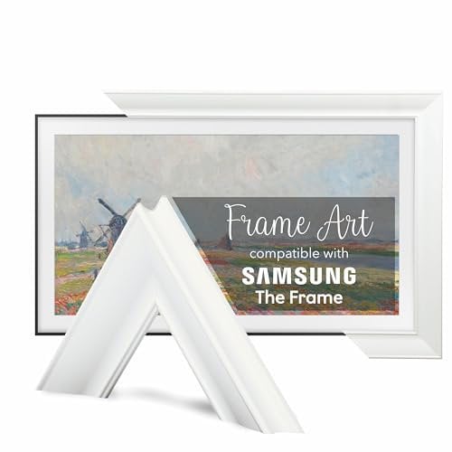 TV GUARD TV-Rahmen, TV-Rahmen kompatibel mit Samsung The Frame TV – Perfekte Passform, Keine Störungen, Art-Modus kompatibel (Modernes Weiß, 50 Zoll)