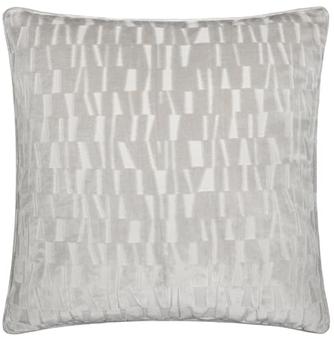 Paoletti Manhattan Polyester Filled Cushion – Elegant Geometric Textured Velvet Decorative Pillow (Silver - 50x50cm)
