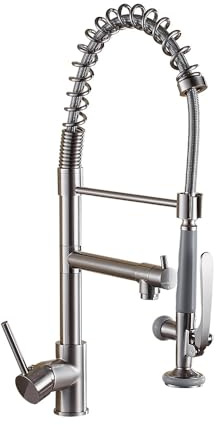 Grifo mezclador de cocina, grifo telescópico extraíble con doble salida de agua para agua fría y caliente