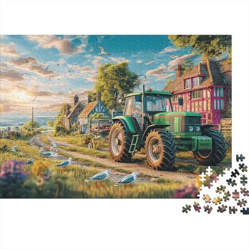 Landtraktor Szene Puzzle 1000 Teile Dickkarton 38x26cm, Erwachsene Jugendliche 12-18, Paare Entspannung, Vintage Landleben Malerei, Hausfreizeit