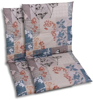 GO-DE Textil Bequeme und attraktive Polsterauflagen für Niederlehner-Gartenstühle (2er-Set, Blattmotiv-Natur Taupe, Niederlehner)