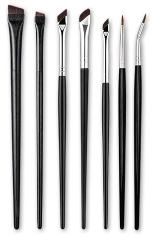 7 PCS Set de 7 Pinceau Liner Pinceau Sourcils et Pinceau Yeux pour Maquillage Précis Noir avec Formes Variées pour Routine Beauté Précise à la Maison en Studio et en Voyage pour Usage