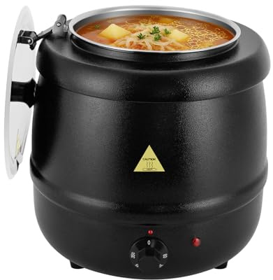 Olla eléctrica de 10 l, 400 W, 220 V, con tapa, rango de ajuste de temperatura de 35 a 80 °C, para buffet, catering, gastro y fiestas