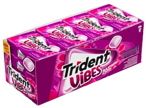 Trident Vibes Berries, Chicles Sin Azúcar Sabor Frutos Rojos Pack 16 uds