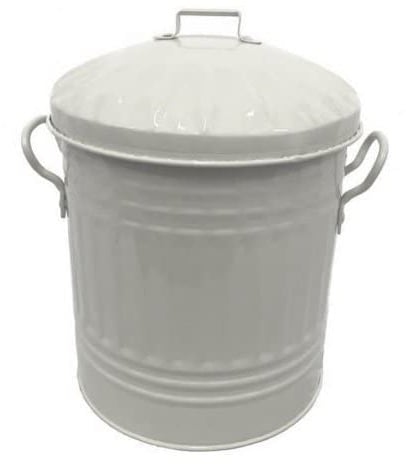 Easy Shopping Small 15 Litre 15L Round Shape Several Colour Metal Bin Recycle Rubbish Waste Dustbin Bin with Lid (White)