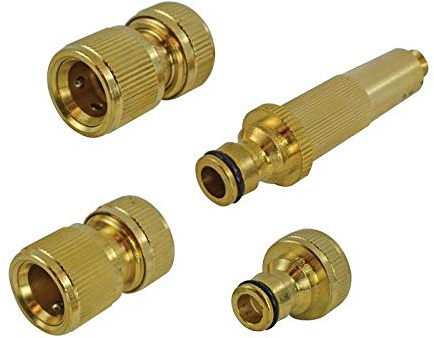 Faithfull FAIHOSESET4 Brass Nozzle and Hose Fittings Kit 4 Piece Kit 12.7 mm (1/2 Inch) Diameter