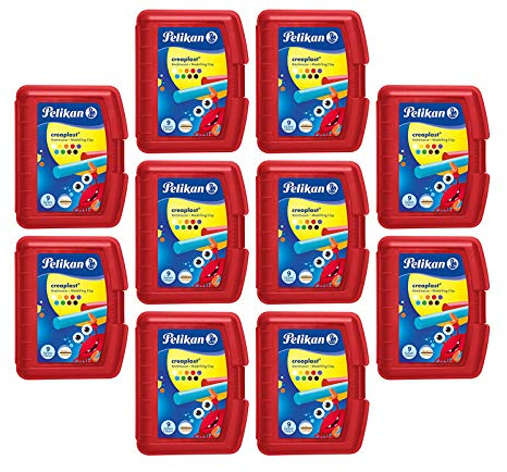 Pelikan Knetmasse Creaplast Kinderknete 300g (Rot, 10 Packungen)