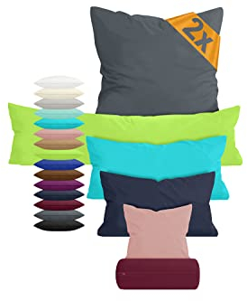 npluseins 2er Pack Baumwoll Kissenbezug - Jersey - viele Farben 1331.1812, ca. 40 x 15 cm, Bordeaux