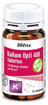 sovita Kalium Opti 400 Kapseln | Hochdosiert 400 mg | Unterstützt Nerven, Muskeln & Blutdruck | Elektrolythaushalt & Muskelkontraktion | Vegan & ohne Zusatzstoffe | 120 Kapseln