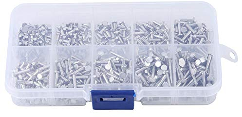 Flachkopf Vollniet, Vollniet, 500 Stück M2 Flachkopf-Aluminiumnieten Flachkopf-Vollniet 3mm-18mm Länge Nieten M2.5 Aluminiumniet