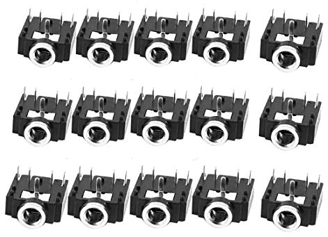 QMseller 15pcs PJ-307 3.5mm Stereo Jack Socket 5 Pin PCB Mount Female Audio Headphone Socket Connector
