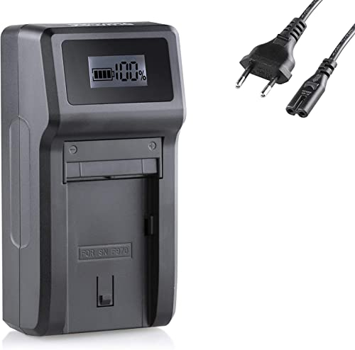Blumax Chargeur rapide LCD - Remplace Sony NP-F970 / NP-F960 Turbo - Compatible avec Sony NP-F970 NP-F960 NP-F990 NP-F550 NP-F750 NP-FM50 NP-FM50 NP-FM500H NP-FM500
