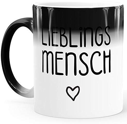MoonWorks® Zaubertasse Farbwechsel-Tasse Aufdruck Lieblingsmensch besondere Geschenke Freundschaft Partner Freundin/Freund weiß Magic-Tasse