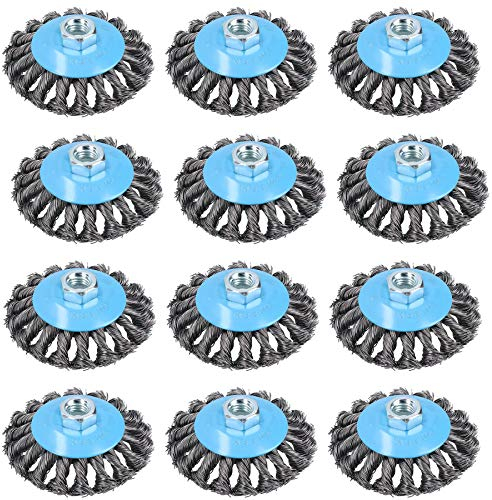 Lot de 12 brosses métalliques pour retirer la peinture de la rouille et les nœuds torsadés pour meuleuses d'angle de 10,2 cm