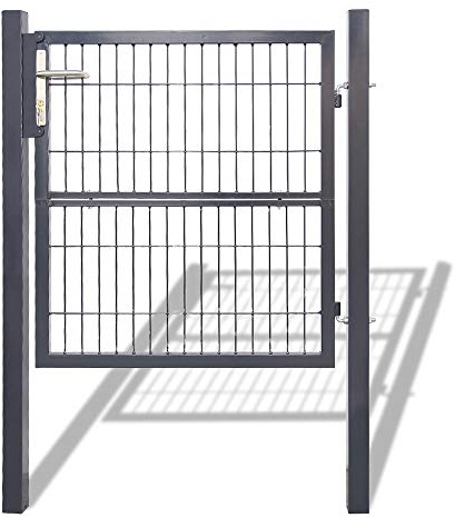 EINFEBEN Puerta de jardín de acero galvanizado, 100 x 100 cm, puerta de jardín con cerradura, picaporte y llave, color antracita