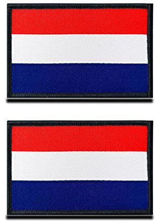 2 St. Niederlande Flagge Patch- Taktisch Niederländisch Nationales Emblem, Bestickter Aufnäher mit Verschluss, Militär Bänder für Football Rucksäcke Kleidung Taschen Uniform Weste