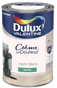 Dulux Valentine Crème de Couleur - Peinture multi-supports intérieure - Satin Matin Blanc 1,25 L