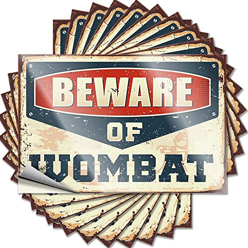 COTECI Lustiger Stoßstangen-Aufkleber Beware Of Wombat, lustiger Aufkleber, 10 Stück, Werkzeug-Aufkleber für Erwachsene, schmutzig (Größe: 12 x 18 cm)