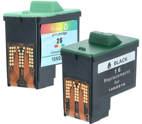 vhbw 2X Tintenpatronen Ersatz für Lexmark 10N0227 | 16, 10N0026, 10N0217, 27, 17, 26, 10N0016 für Drucker (Wiederaufgefüllt)