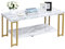 LIFEZEAL Table Basse Aspect Marbre à 2 Niveaux, Table de Salon Rectangulaire 100x50x45 CM,Meuble de Salon, Style Moderne,Pieds en Fer Solides, Blanche et Dorée
