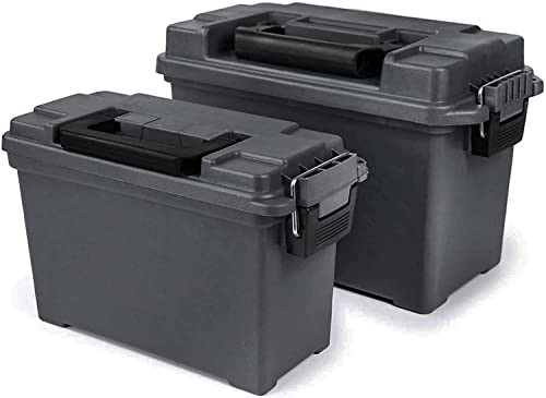 VicBre Munitionskiste Ammo Storage Box,Kunststoff Schwarz Munitionsbox für Pistole, Gewehr, Schrotflinte Combo 2 Pack
