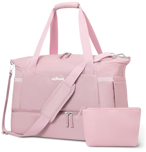 ETRONIK Gym Bag for Women, LargeTravel Duffel Bag with Shoes Compartment | Weekender Overnight Bag for Women with Wet Pocket, Hospital Bag, Pink,L