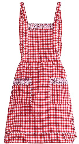 Fahibin Modische Apron mit Taschen,Baumwolle Schürze,Blumenmuster Küchenschürze,Damen Schürze,Küche Backen Schürzen für Kochen Backen Grillen Geschenk Idee 78cm*70cm