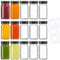 Mini-Glasflaschen mit schwarzem Deckel und 15 Etiketten, klein, transparent, für Ingwer, Wellness-Shot, Saft, Probe, Whiskey, Reiseutensilien, breite Öffnung, auslaufsicher, spülmaschinenfest, 15
