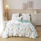 Sedefen Housse de Couette 220x240cm Vert Blanc Feuilles Floral Fleurs Ado Adultes Parure de Lit 2 Personnes avec Fermeture Éclair Housse Couette en Microfibre avec 2 Taies d'oreiller 65x65 cm