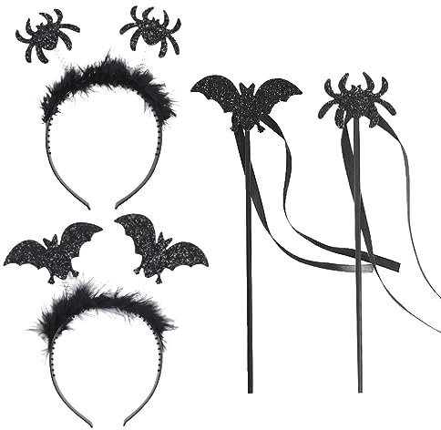 Bandeau Halloween Araignée, Serre-Tête Chauve-Souris, Serre-Tête Araignée Noir à Paillettes, Bat Serre Tete, Chauve Souris Halloween Bandeau pour Halloween, Soirée à Thème