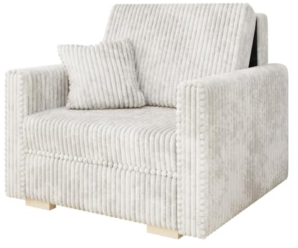 Mirjan24 Sofa Viva Piano I mit Schlaffunktion, Schlafsofa, einsitzer Polstersofa mit Bettkasten, L:103 x B:98 x H:85 cm, Bettsofa inkl. Kissen, Wohnlandschaft (Tilia 01)