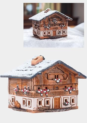 Midene Weihnachtshäuser Keramik Lichthäuser, Räucherhaus Weihnachten, Keramikhaus Deko, Weihnachtsdorf Häuser Handarbeit, Künstlerisches Miniatur des Alten Hauses auf Luttach, Tirol, Italien R235SN