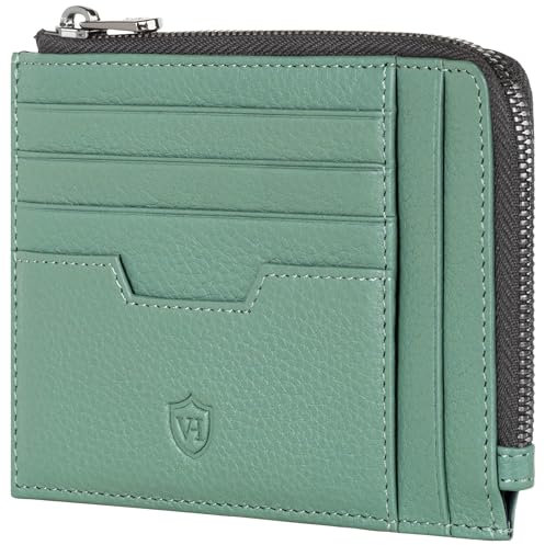 VON HEESEN Leder Kartenetui Geldbörse Herren & Damen Kreditkartenetui (Türkis (Silver Pine))