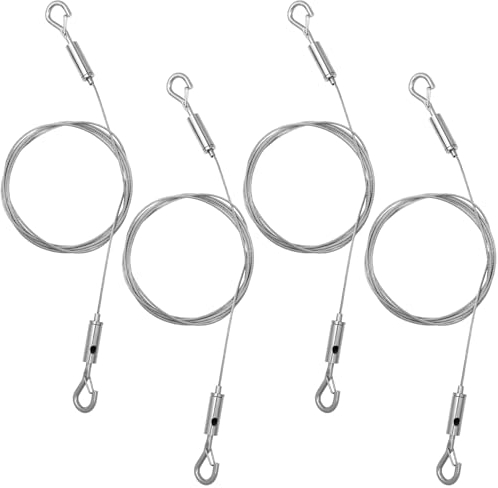 Lusofie 4 Pezzi Regolabile Filo per Appendere Quadri con Ganci 2 m × 1,5 mm Fune per Foto in Acciaio Inossidabile Fune Metallica con Occhiello per Quadri Specchi Lampade Opere D'arte