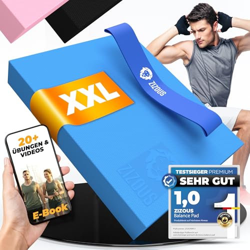 ZIZOUS® Balance Pad XXL - Premium Balance Kissen für Gleichgewichtsübungen - Rutschfestes Balancekissen Physiotherapie Yoga Pilates - Robustes Gleichgewichtskissen inkl Ebook - Balance Kissen groß