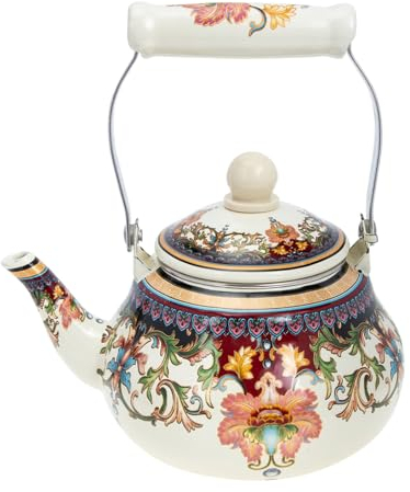 PRETYZOOM Pentola con manico in ceramica smaltata teiera turca bollitore in porcellana smaltata teiera giapponese semplice bollitore per il tè teiera per uso alimentare pieno di fiori smalto