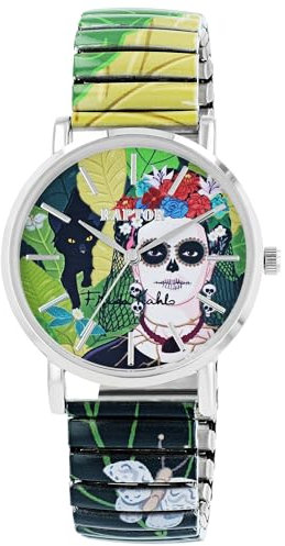 Raptor Damenarmbanduhr Frida Kahlo Edition mit Zugband (Grün Dunkelgrün)